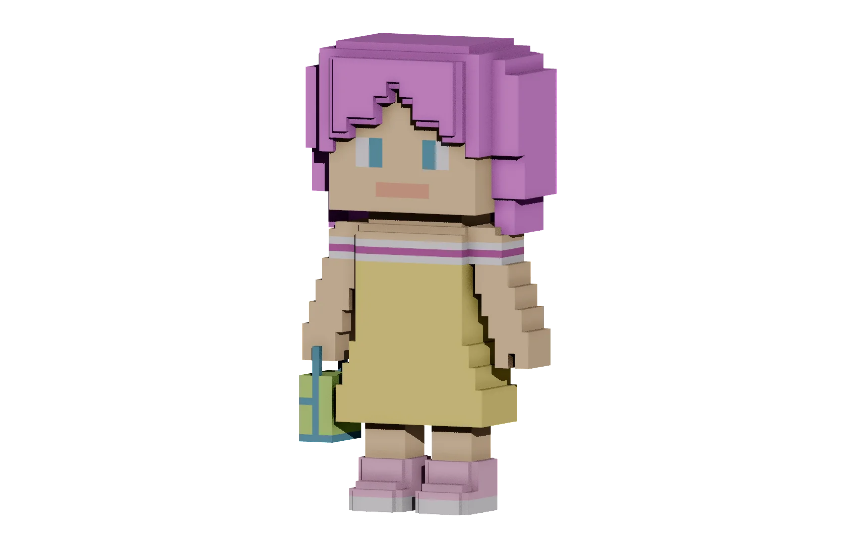 Girl with Pink Hair and Dress